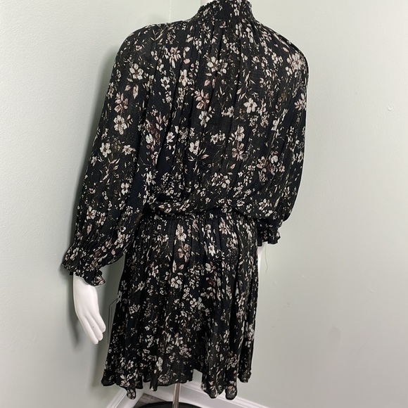 ZARA Black Mini Floral Printed Dress Size Medium - Picture 10 of 10